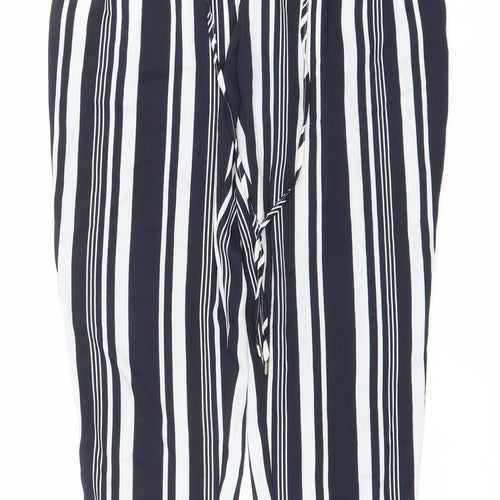 Zara Basic Womens Black White Striped Trousers Size L