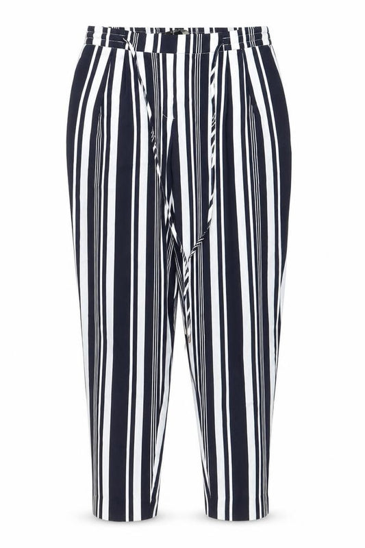 Front view of Zara Basic women’s black white striped trousers, size L