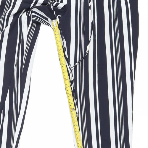 Zara Basic Womens Black White Striped Trousers Size L