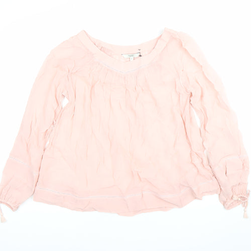 Next Women’s Pink Viscose Tunic Blouse UK 6 Long Sleeve Scoop Neck