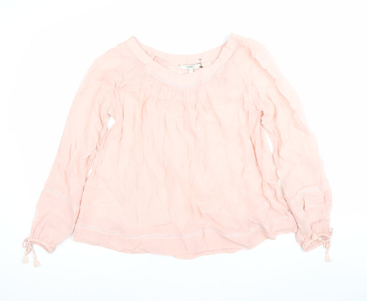 Next Women’s Pink Viscose Tunic Blouse UK 6 Long Sleeve Scoop Neck
