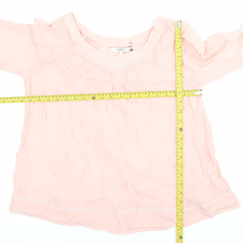 Next Women’s Pink Viscose Tunic Blouse UK 6 Long Sleeve Scoop Neck