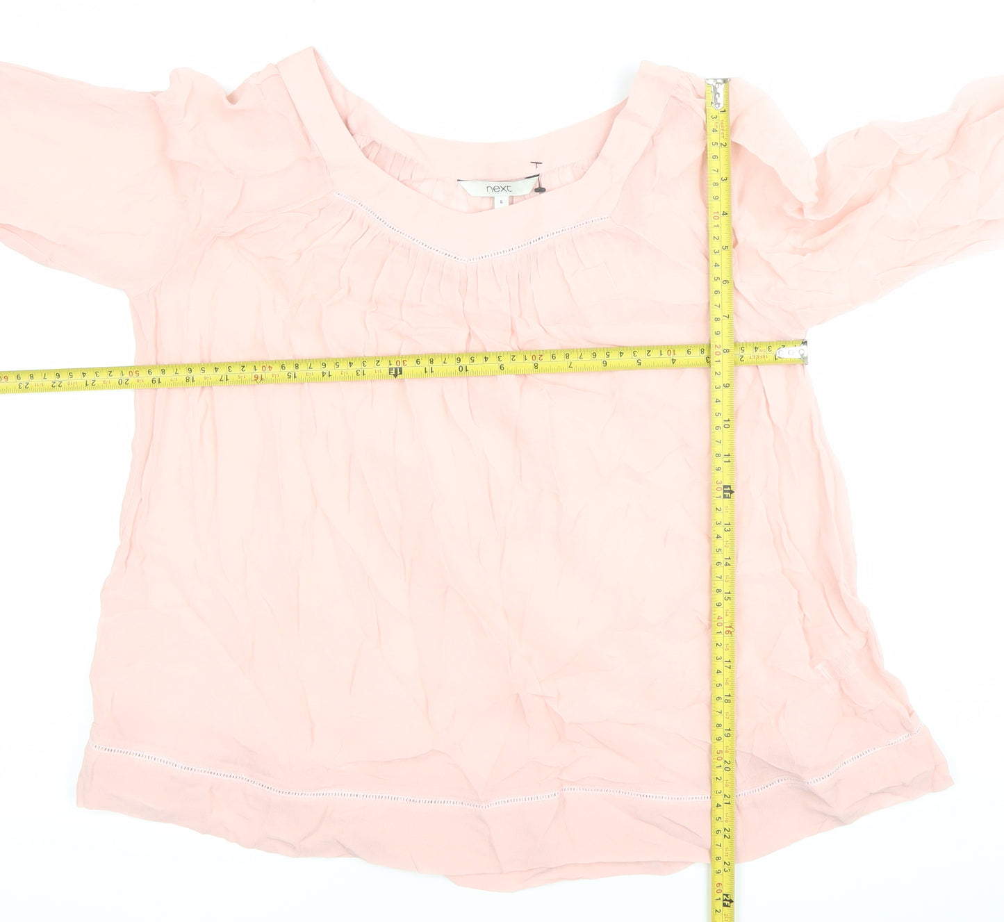 Next Women’s Pink Viscose Tunic Blouse UK 6 Long Sleeve Scoop Neck