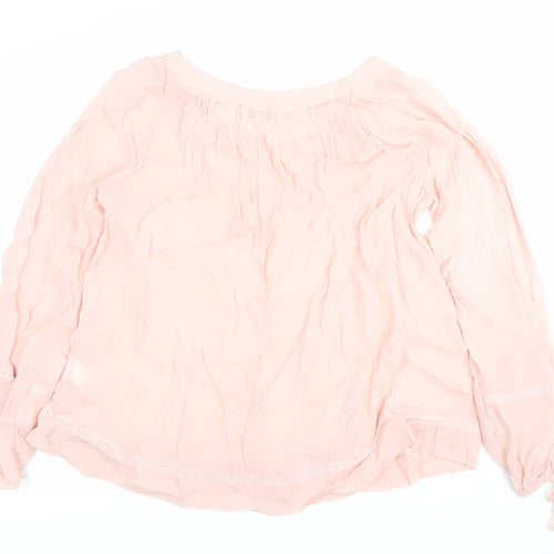 Next Women’s Pink Viscose Tunic Blouse UK 6 Long Sleeve Scoop Neck