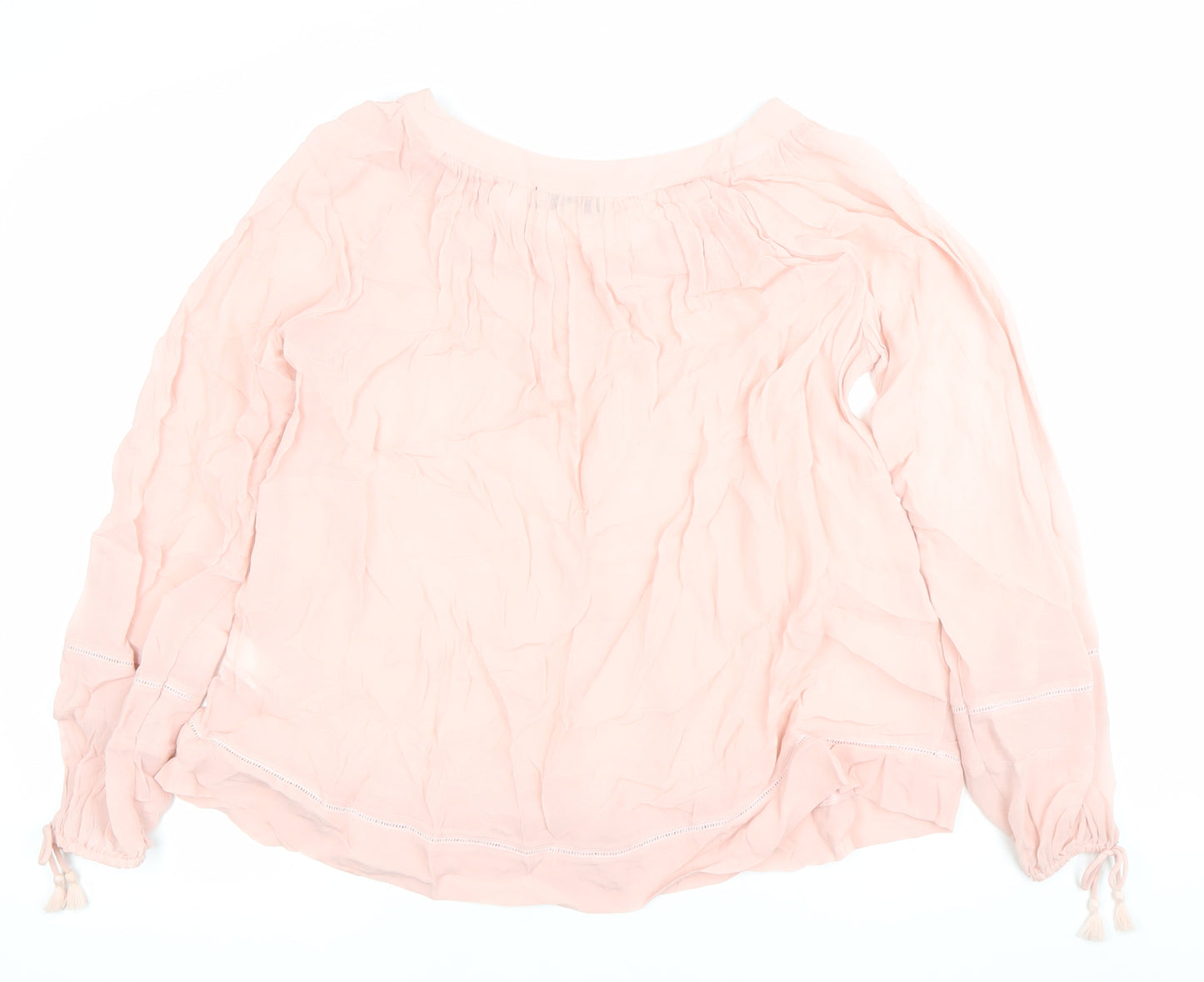 Next Women’s Pink Viscose Tunic Blouse UK 6 Long Sleeve Scoop Neck