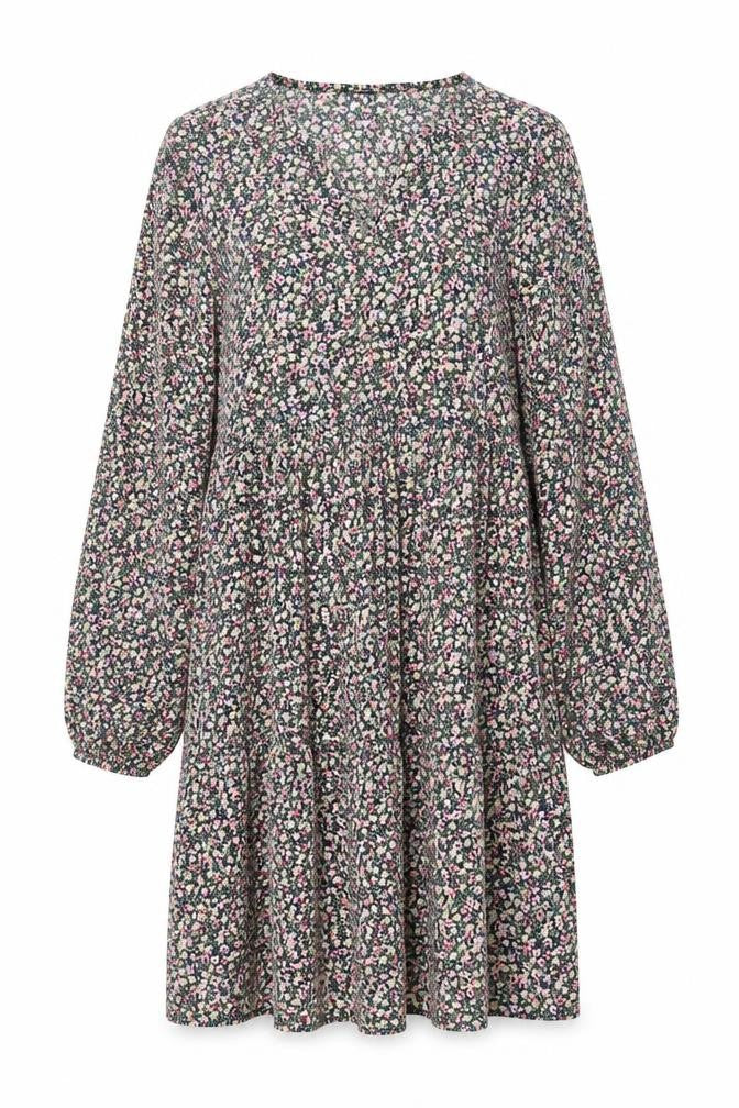 Front view of Vero Moda women’s multicoloured floral smock dress, size UK 14
