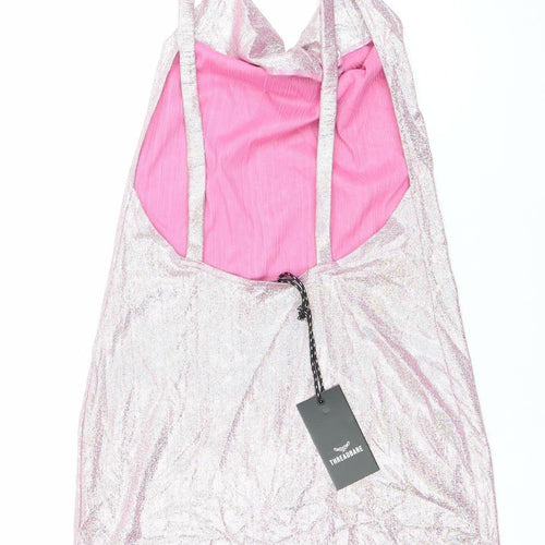 Threadbare Women’s Pink Glitter Slip Mini Dress Size 8 Clubwear