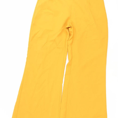 Love & other things Women's Yellow Wide-Leg Polyester High Rise Trousers Size S