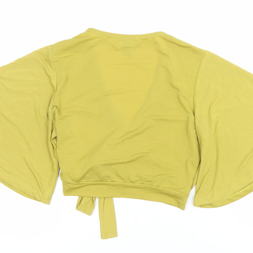 New Look Women’s Yellow Wrap Blouse UK 10 Kimono Sleeve V-Neck