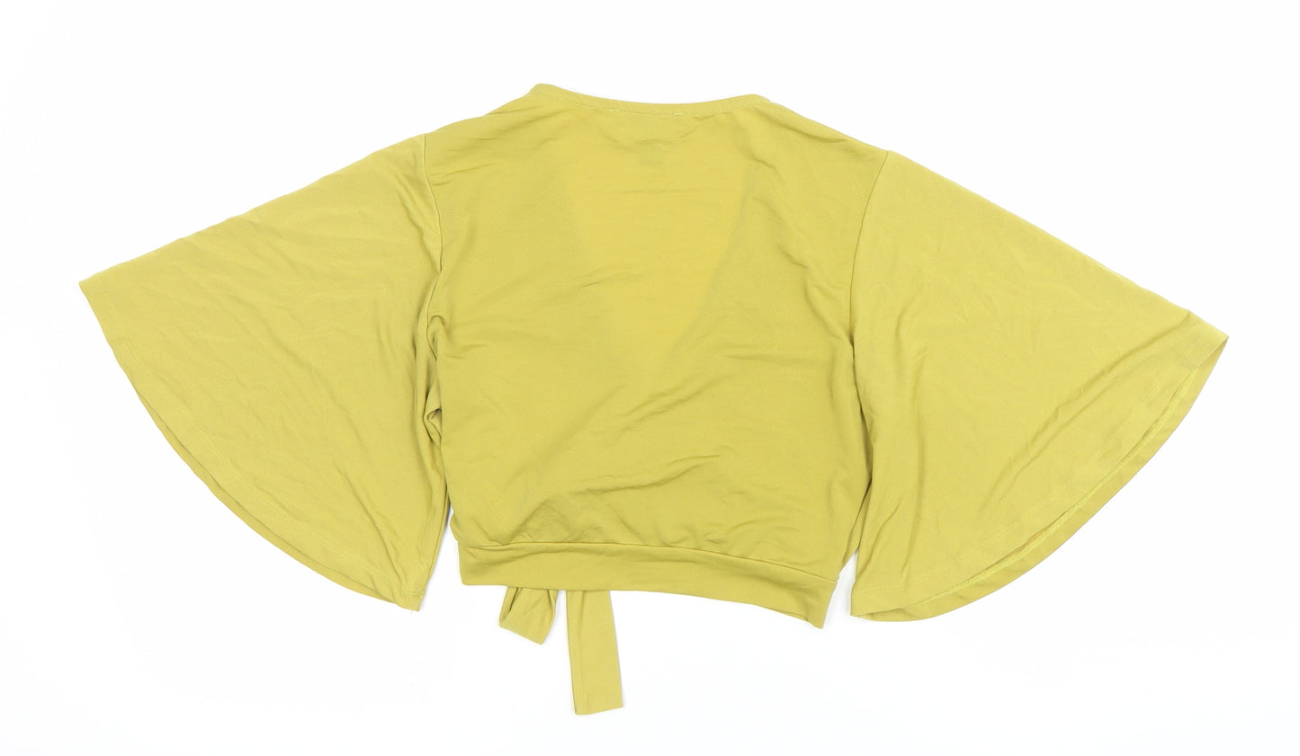 New Look Women’s Yellow Wrap Blouse UK 10 Kimono Sleeve V-Neck