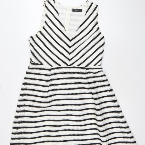 Dorothy Perkins Womens Black White Striped A-Line Dress Size 14