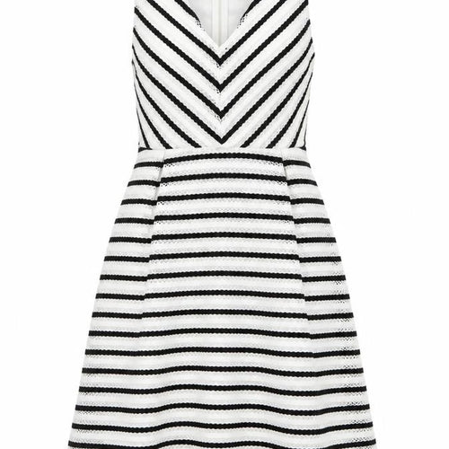 Dorothy Perkins Womens Black White Striped A-Line Dress Size 14