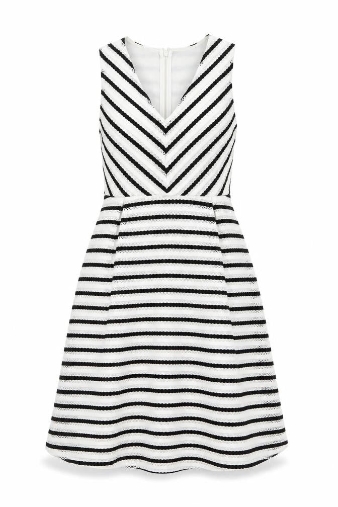 Dorothy Perkins Womens Black White Striped A-Line Dress Size 14