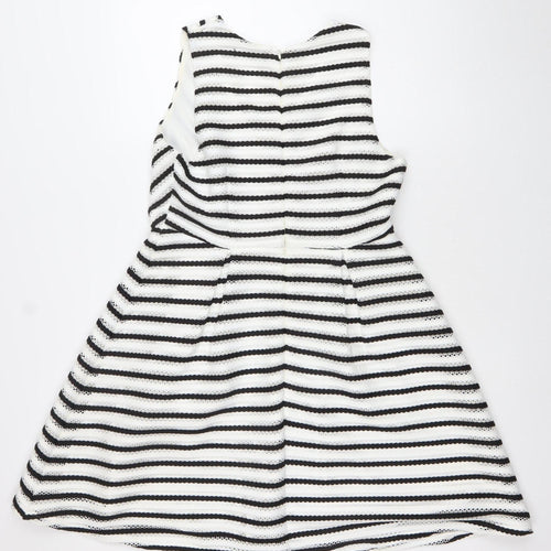 Dorothy Perkins Womens Black White Striped A-Line Dress Size 14