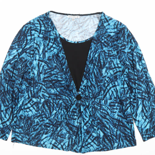 Annabelle Womens Blue Abstract V-Neck Tunic Blouse Size 20