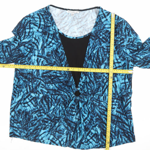 Annabelle Womens Blue Abstract V-Neck Tunic Blouse Size 20