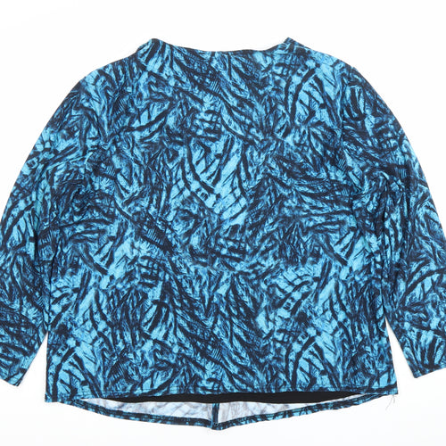 Annabelle Womens Blue Abstract V-Neck Tunic Blouse Size 20