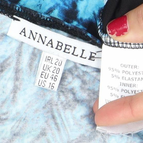 Annabelle Womens Blue Abstract V-Neck Tunic Blouse Size 20