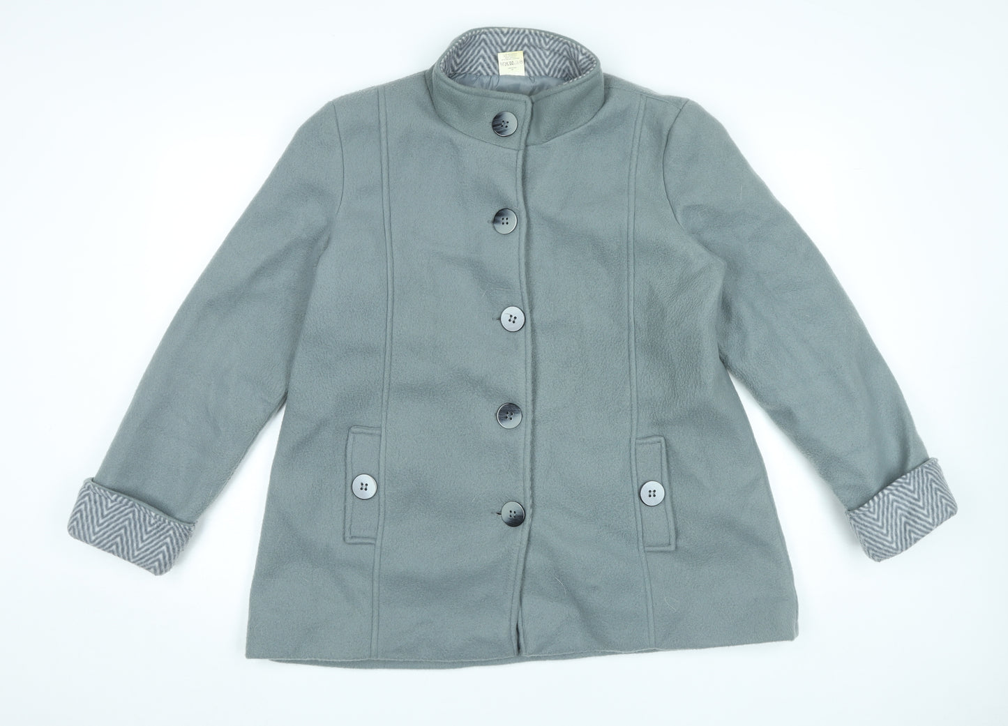 Anne De Lançay Womens Grey Mid-Length Overcoat M Classic Buttoned