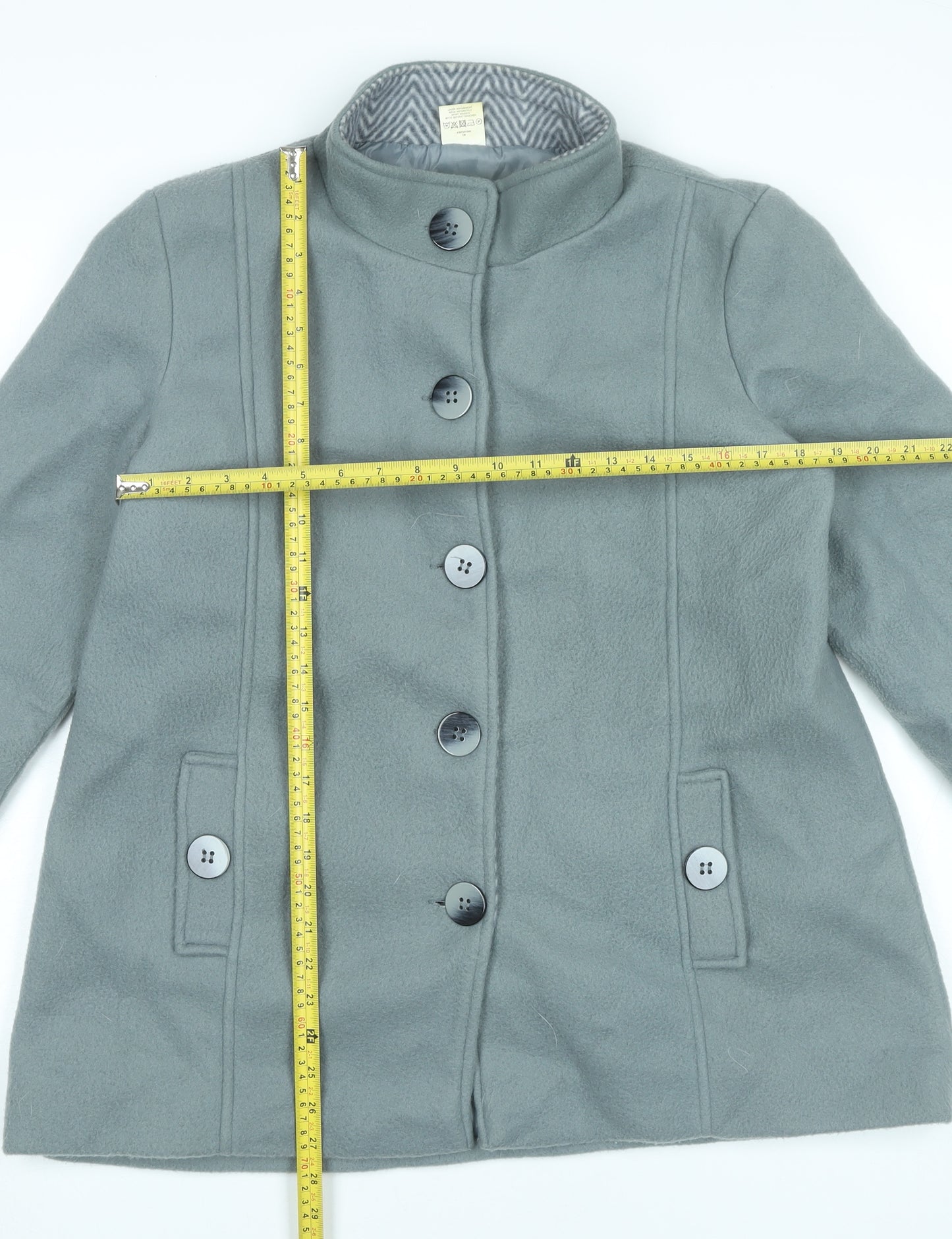 Anne De Lançay Womens Grey Mid-Length Overcoat M Classic Buttoned