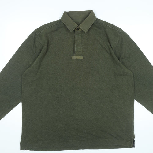 Hawkshead Men’s Green Long Sleeve Polo Shirt L Regular Fit