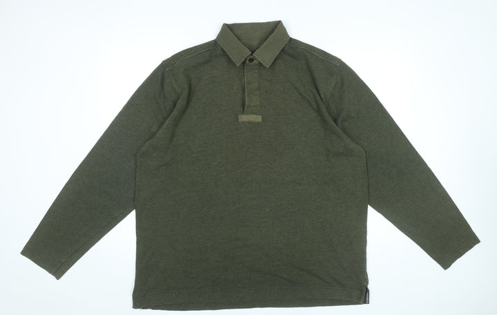 Hawkshead Men’s Green Long Sleeve Polo Shirt L Regular Fit