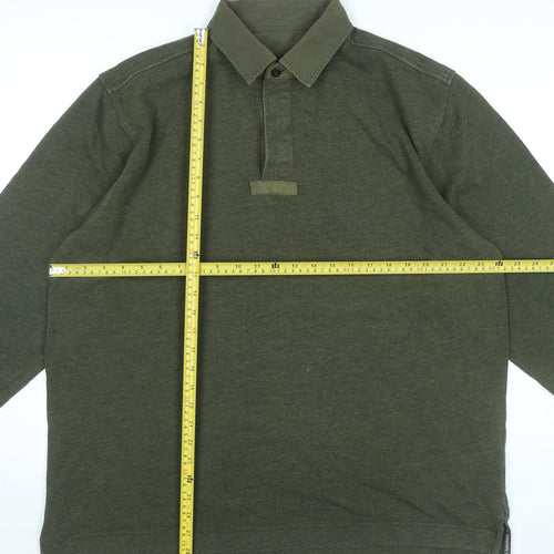 Hawkshead Men’s Green Long Sleeve Polo Shirt L Regular Fit