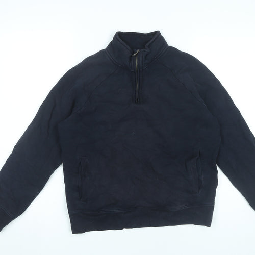 Marks and Spencer Men’s Black M 38-40" Quarter Zip Sweatshirt Cotton