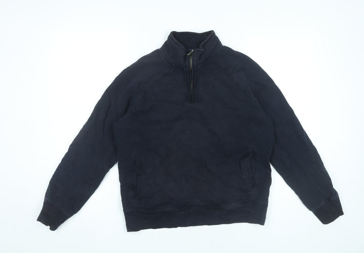 Marks and Spencer Men’s Black M 38-40" Quarter Zip Sweatshirt Cotton