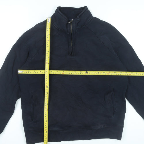 Marks and Spencer Men’s Black M 38-40" Quarter Zip Sweatshirt Cotton