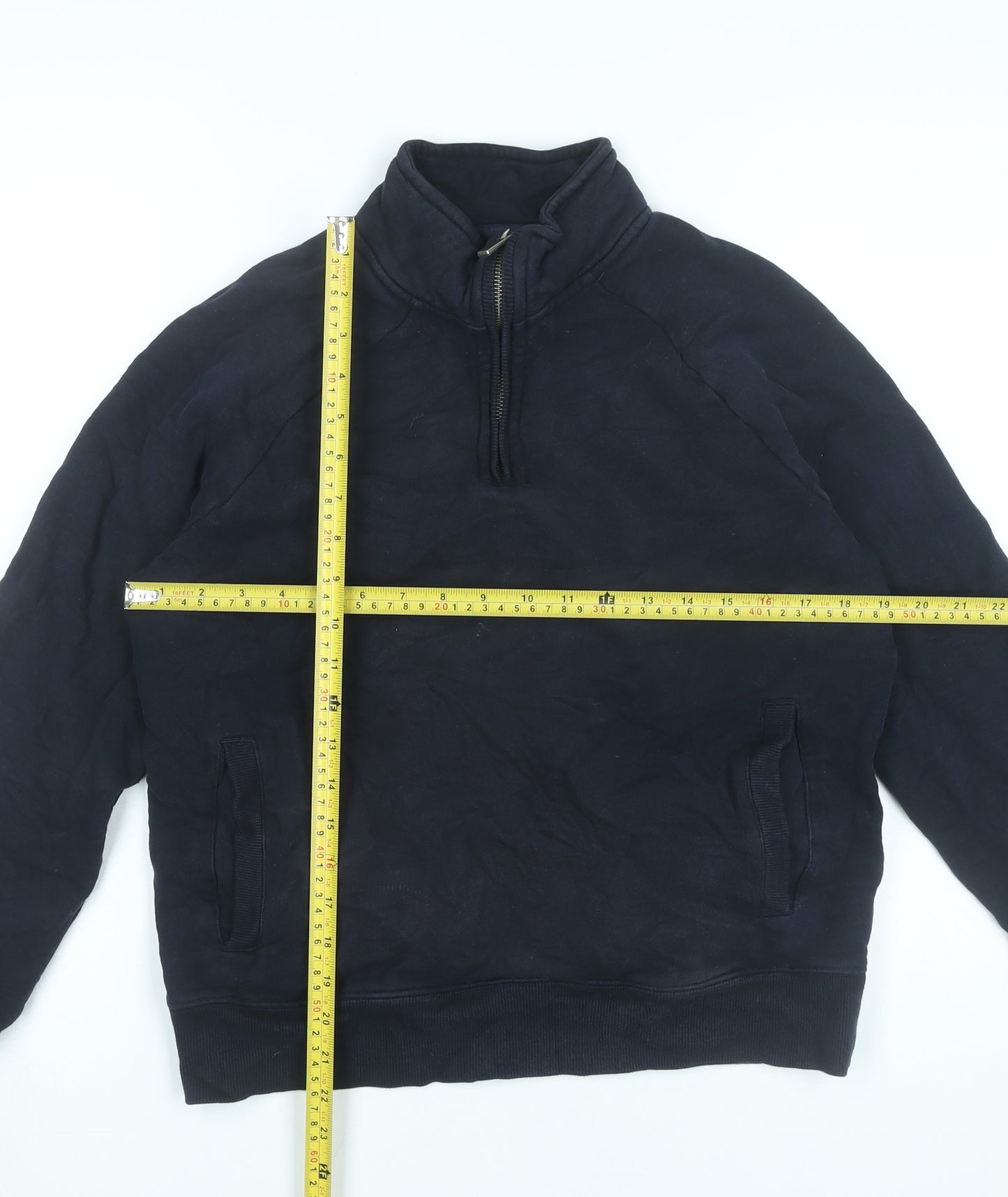 Marks and Spencer Men’s Black M 38-40" Quarter Zip Sweatshirt Cotton