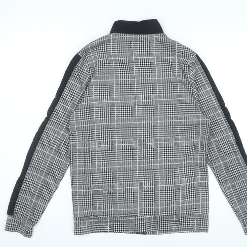 boohooMAN Men's Black Grey Check Full Zip Sweatshirt Size S