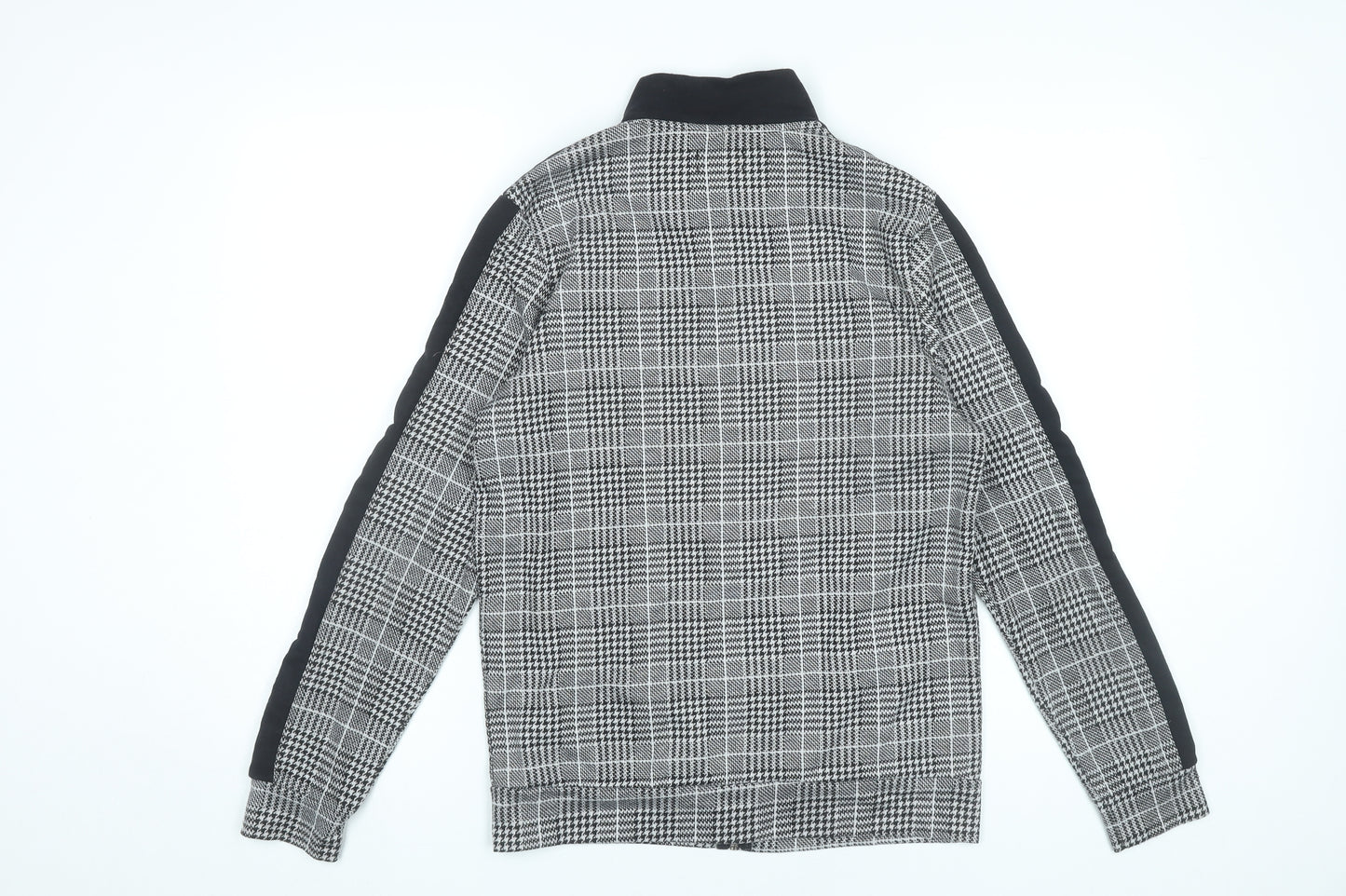 boohooMAN Men's Black Grey Check Full Zip Sweatshirt Size S