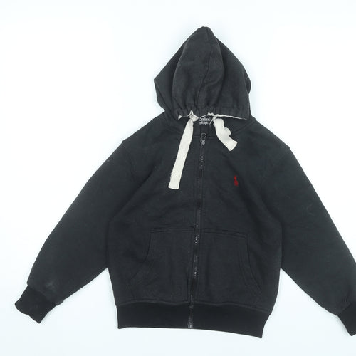 Ralph Lauren Boys Black Full Zip Hoodie 7-8 Years Cotton Polyester Logo