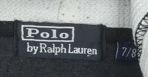 Ralph Lauren Boys Black Full Zip Hoodie 7-8 Years Cotton Polyester Logo