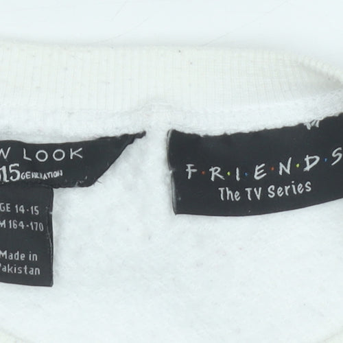 New Look Girls White Friends TV Series Sweatshirt Age 14-15 Pullover