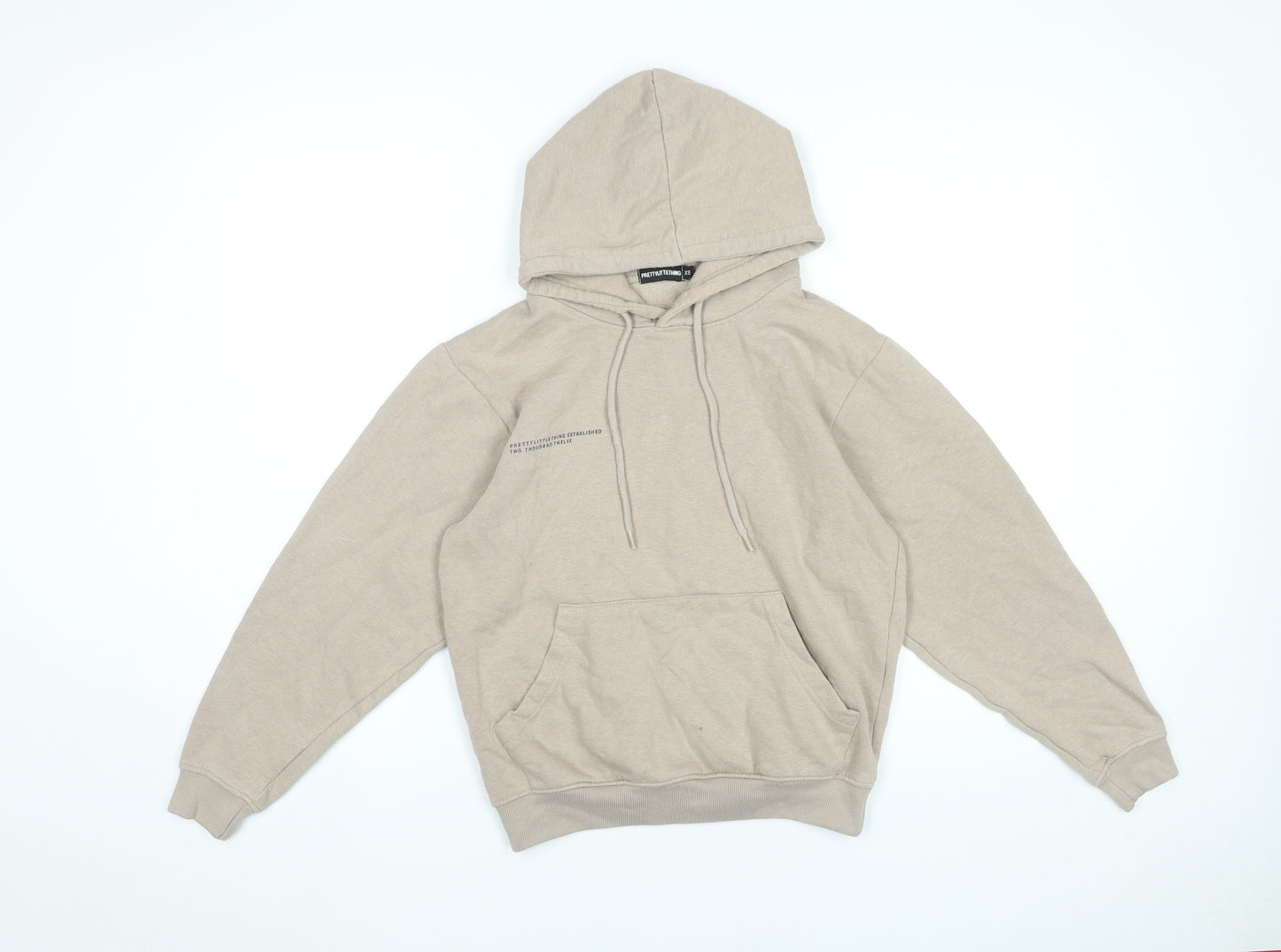 PrettyLittleThing Women’s Beige Pullover Hoodie XS Regular Fit