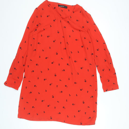 Vero Moda Women’s Red Floral Shift Dress Size M Knee Length Long Sleeve