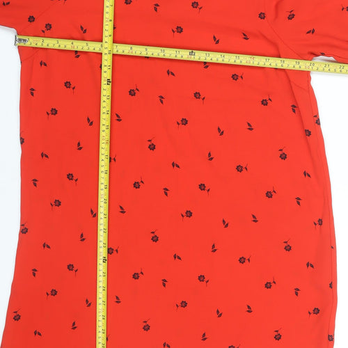 Vero Moda Women’s Red Floral Shift Dress Size M Knee Length Long Sleeve