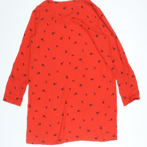 Vero Moda Women’s Red Floral Shift Dress Size M Knee Length Long Sleeve