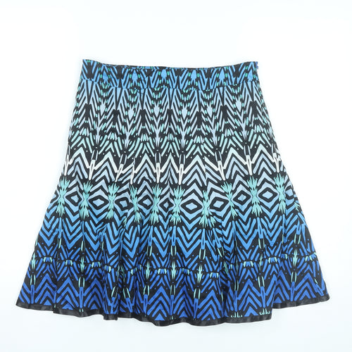 Et Vous Womens Blue Black Geometric A-Line Skirt Size 10 Cotton