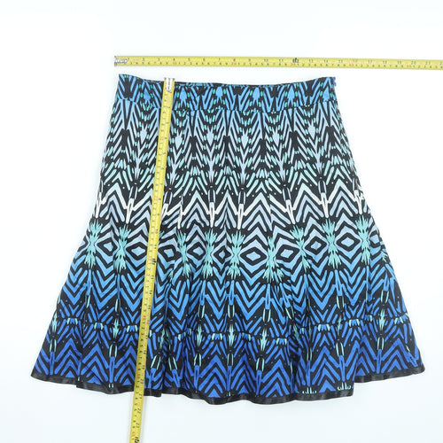 Et Vous Womens Blue Black Geometric A-Line Skirt Size 10 Cotton