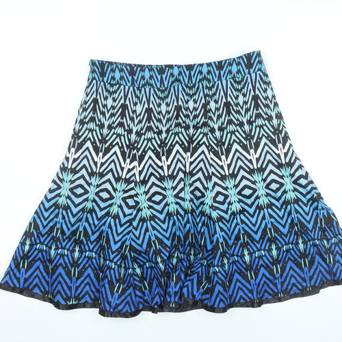 Et Vous Womens Blue Black Geometric A-Line Skirt Size 10 Cotton