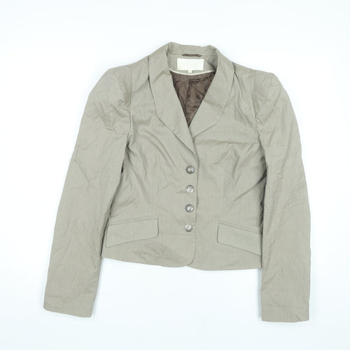 Roni Zilkha Women Beige Pinstripe Blazer Jacket Size 12