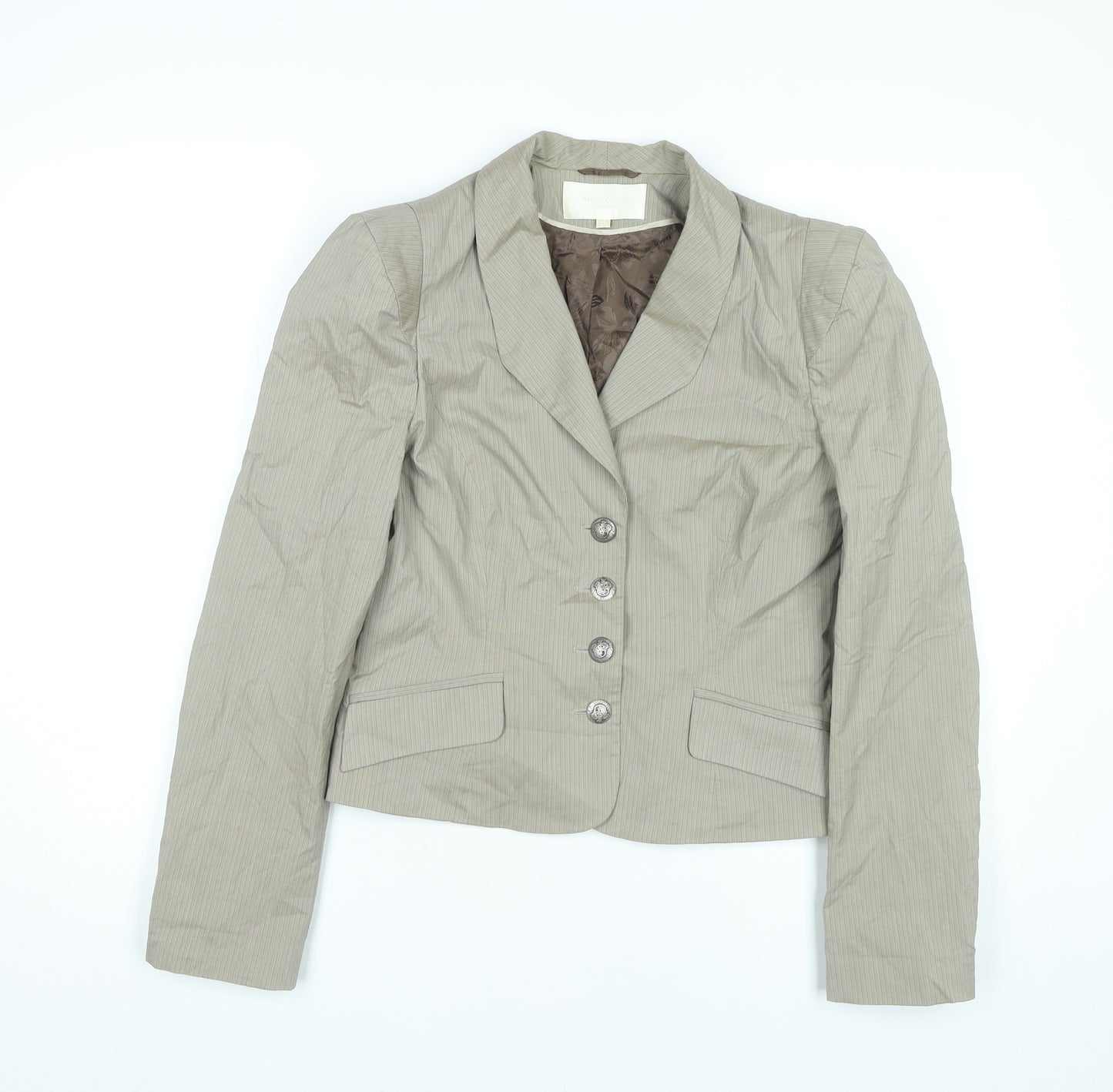 Roni Zilkha Women Beige Pinstripe Blazer Jacket Size 12