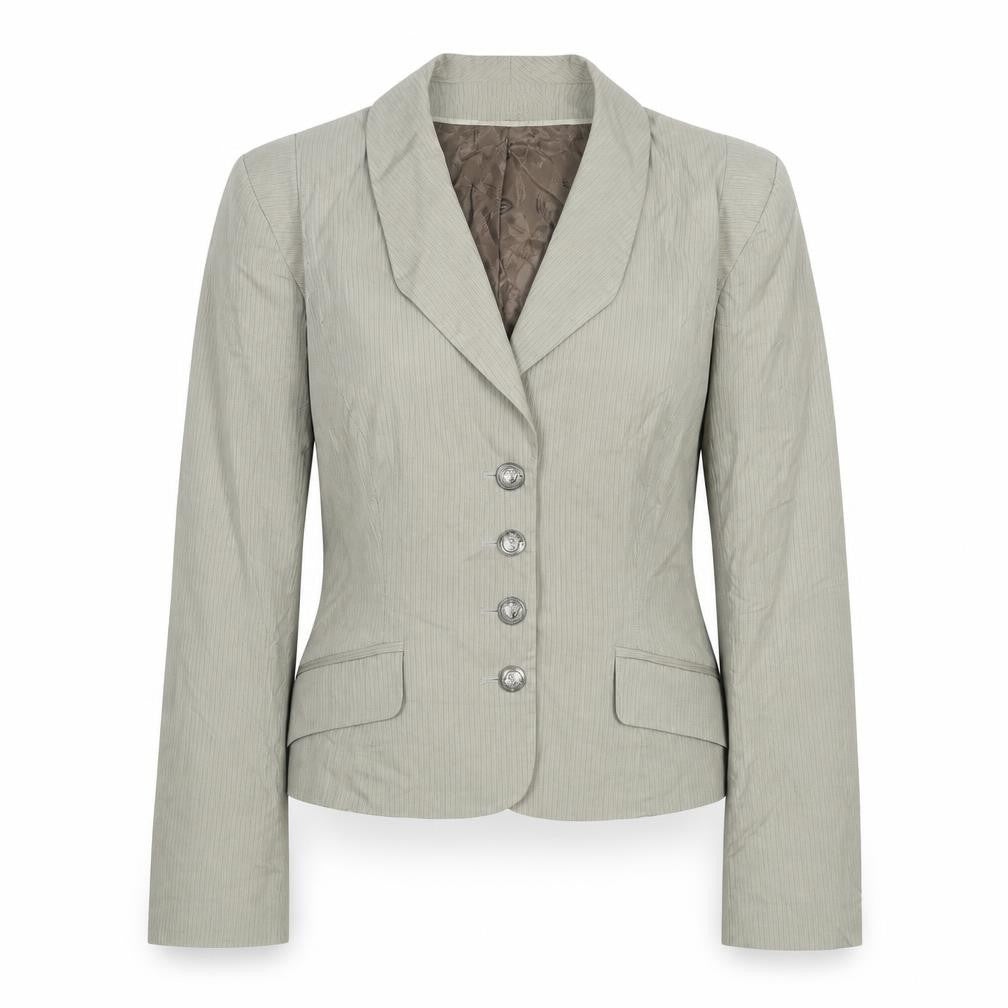 Roni Zilkha Women Beige Pinstripe Blazer Jacket Size 12