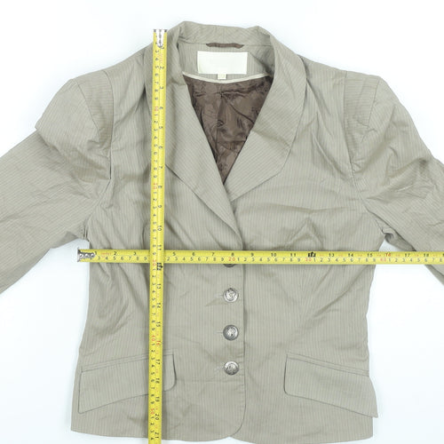 Roni Zilkha Women Beige Pinstripe Blazer Jacket Size 12
