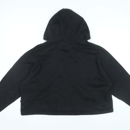 Puma Womens Black Pullover Hoodie L Cotton Blend Logo Sportswear