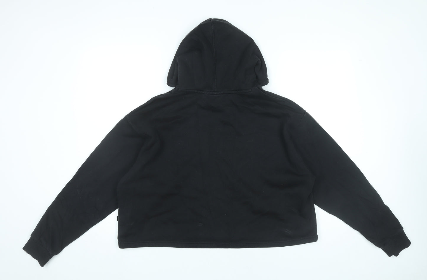 Puma Womens Black Pullover Hoodie L Cotton Blend Logo Sportswear
