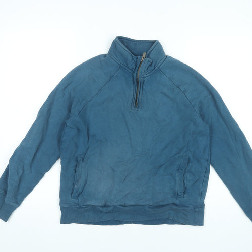 Marks and Spencer Women’s Blue 1/2 Zip Sweatshirt Medium 38-40" Cotton Casual